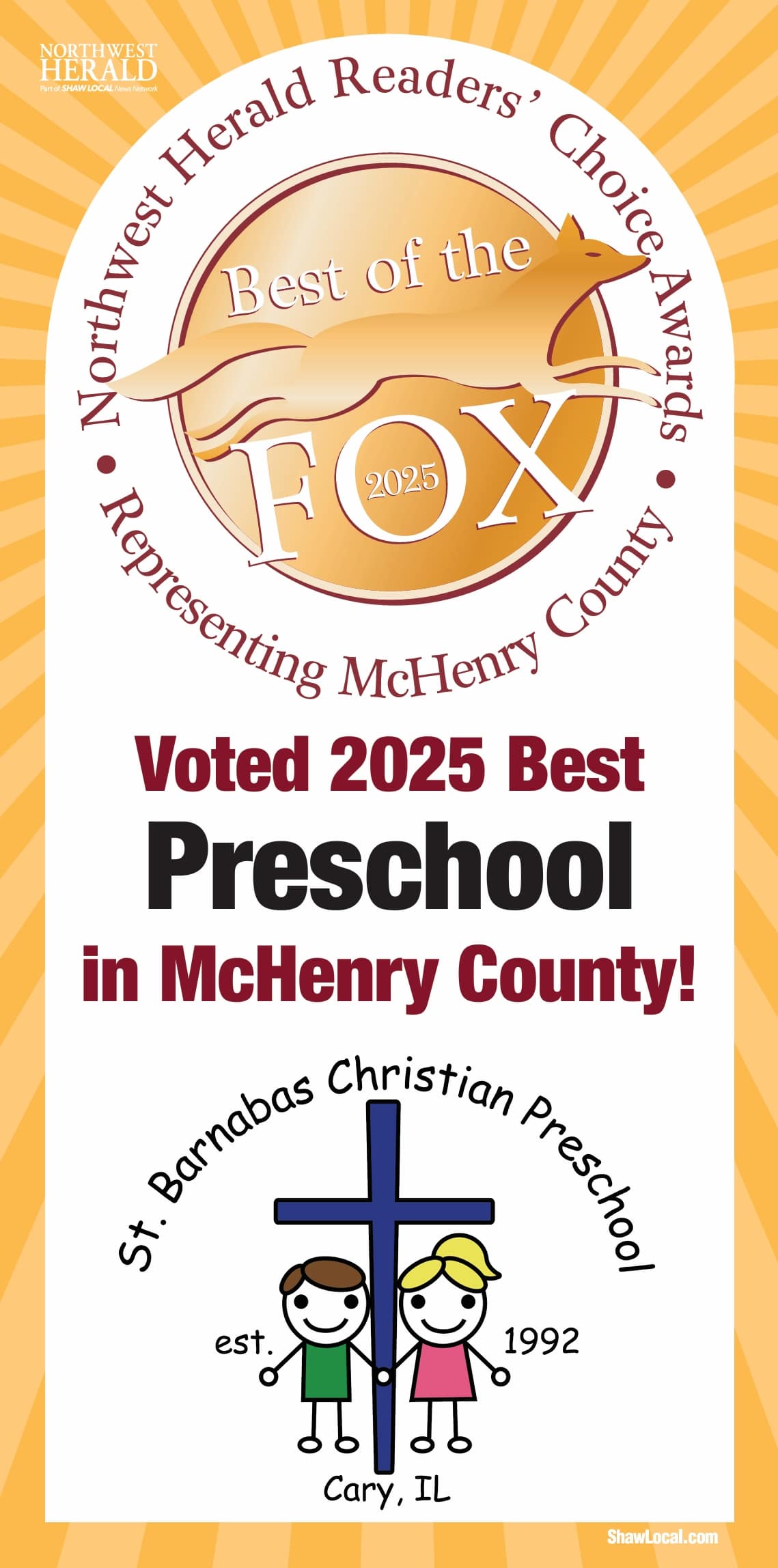 best-preschool-2025 McHenry Count Best of the Fox for Best Preschool 2025 award
